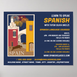 Poster Scène Espagnol, Cours d'Espagnol Publicité