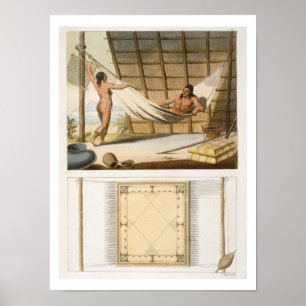 Poster Scène intérieure dépeignant des Indiens (gravur