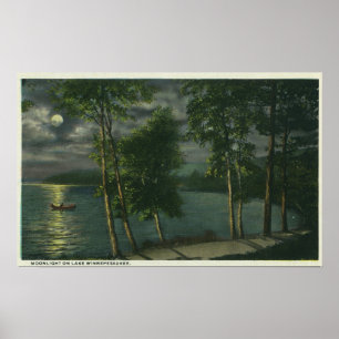Poster Scène Lune sur le lac
