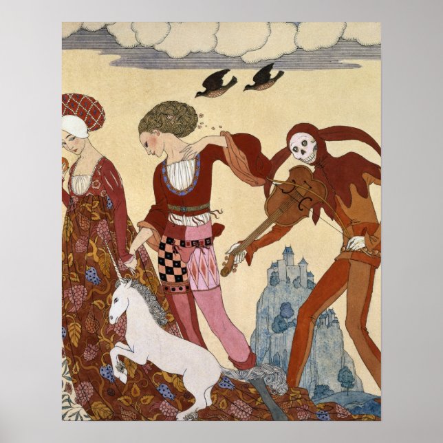 Poster Scène médiévale par Georges Barbier (Devant)