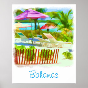Poster Scène Painterly Summer Vacation Beach Bahamas
