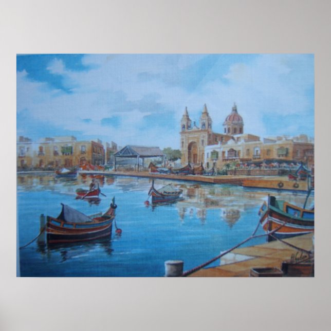 Poster Scène portuaire de Malte 1 (Devant)