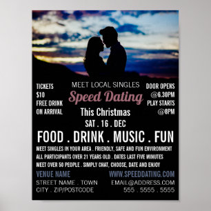 Poster Scène romantique, Vitesse Dating Événement Publici