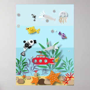 Poster Scène sous-marine colorée