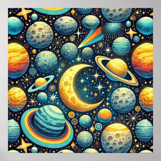 Poster Scène spatiale fantaisiste (Devant)