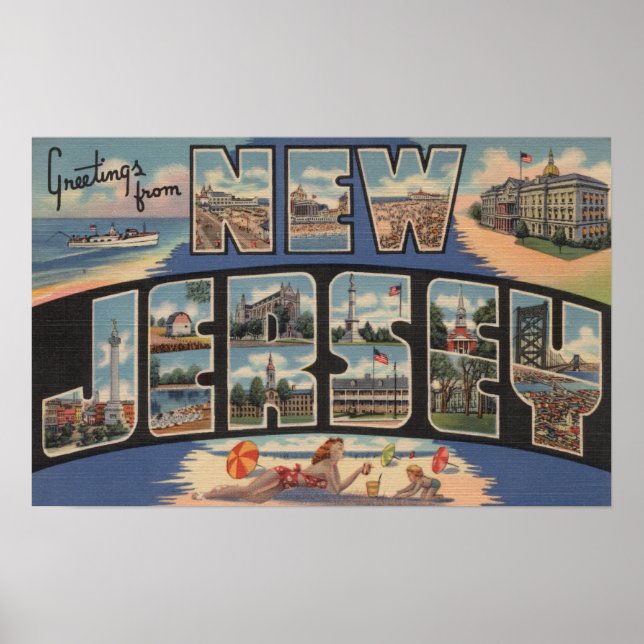 Poster Scènes de grandes lettres du New JerseyNew Jersey (Devant)