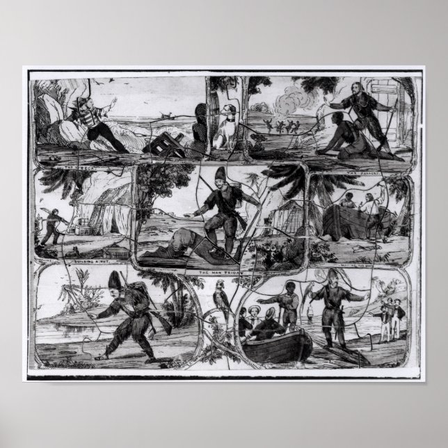Poster Scènes de "Robinson Crusoe" par Daniel Defoe (Devant)