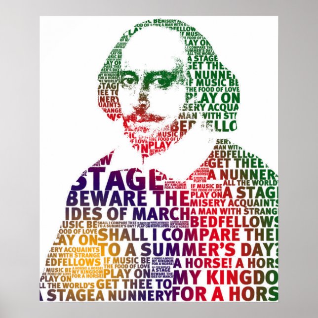 Poster Schakespeare vert violet dégradé de texte (Devant)