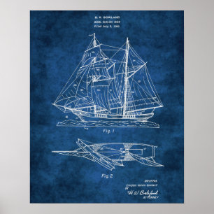 Poster Schéma directeur no 2 du bateau à voile Décor naut