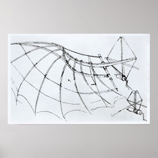 Poster Schéma d'une aile mécanique (Devant)