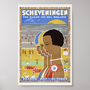 Poster Scheveningen La Haye sur Mer. Hollande Vintage
