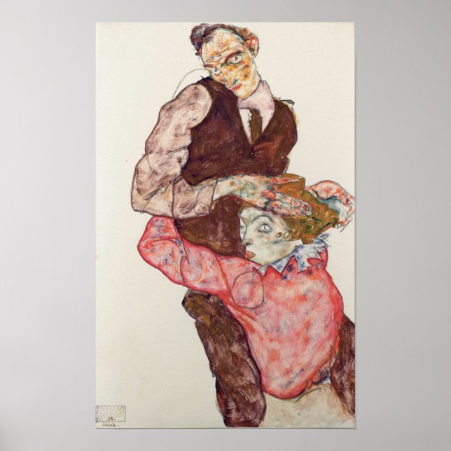 Poster Schiele - Amoureux (Devant)