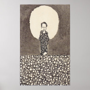 Poster Schiele - Enfant Avec Nimbus Sur Une prairie Fleur