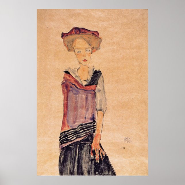 Poster Schiele - Fille debout 1910 (Devant)