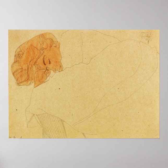 Poster Schiele - Fille endormie 1908 (Devant)