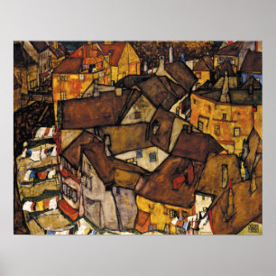 Poster Schiele - Maisons de la courbe de Krumau (Petite V