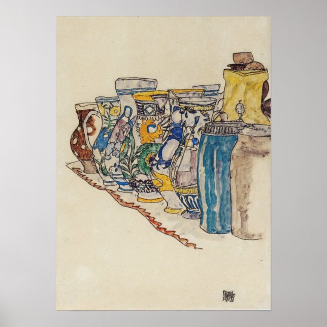 Poster Schiele - Pot de paysan peint 1918 (Devant)