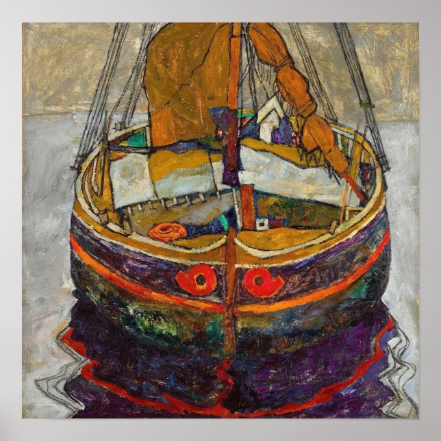 Poster Schiele - Trieste Bateau de pêche (Devant)