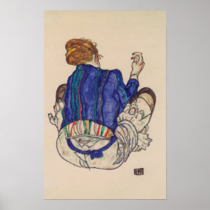 Poster Schiele - Vue Arrière D'Une Femme Assis 1917