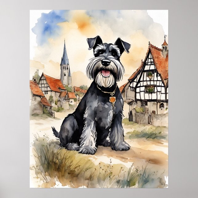 Poster Schnauzer - Art Chien Imprimer (Devant)