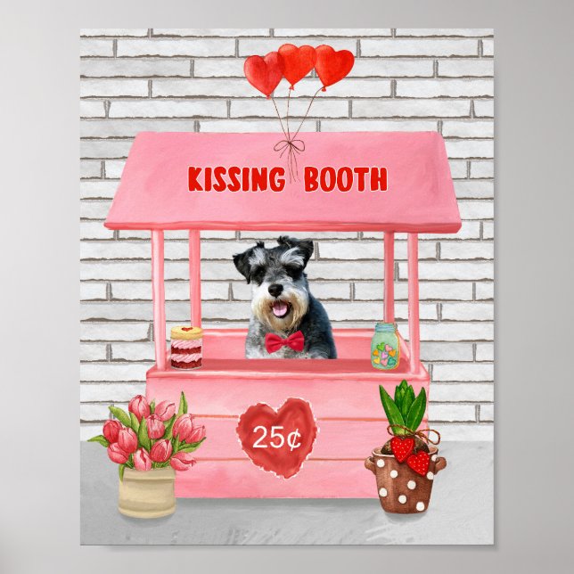 Poster Schnauzer Chien Valentine's Day Kissing Booth (Devant)
