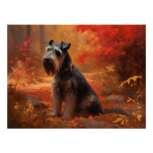 Poster Schnauzer en automne Leaves Fall Inspire