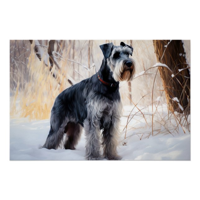 Poster Schnauzer Laisser neiger Noël (Devant)