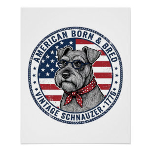 Poster Schnauzer Patriotique Vintage