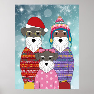 Poster Schnauzers en miniature Portrait de la famille de 
