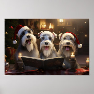 Poster Schnauzers Noël Caroling Festive Holiday