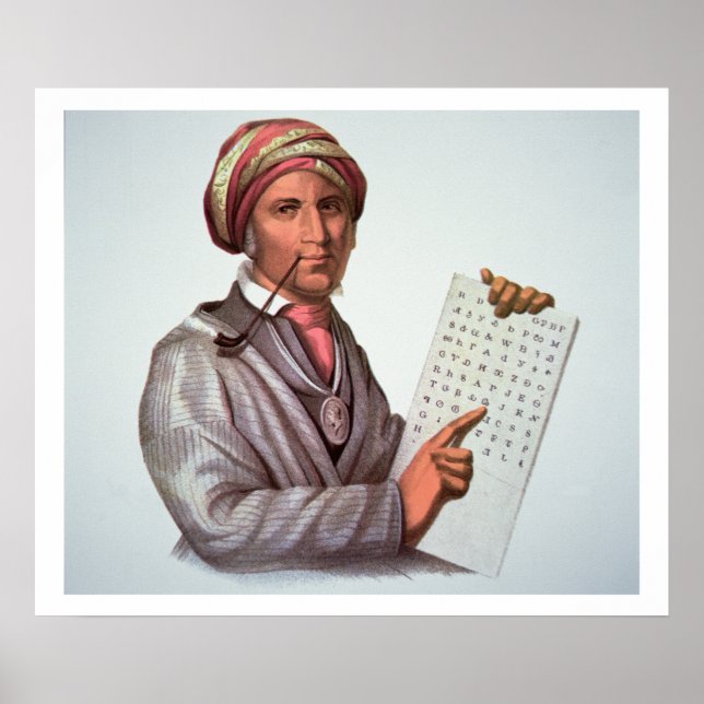 Poster Scholar Cherokee, Sequoyah (1776-1843) (couleur) (Devant)