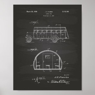 Poster School Bus 1937 Patent Art Chalkboard