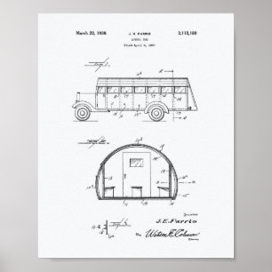 Poster School Bus 1937 Patent Art White Paper