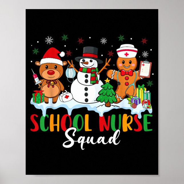 Poster School Nurse Squad Reindeer Snowman Gingerbread Ch (Devant)
