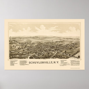 Poster Schuylerville, carte panoramique de NY - 1889