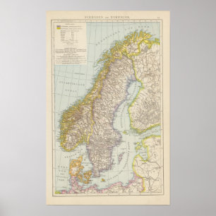 Poster Schweden, Norwegen - la Suède et carte de la