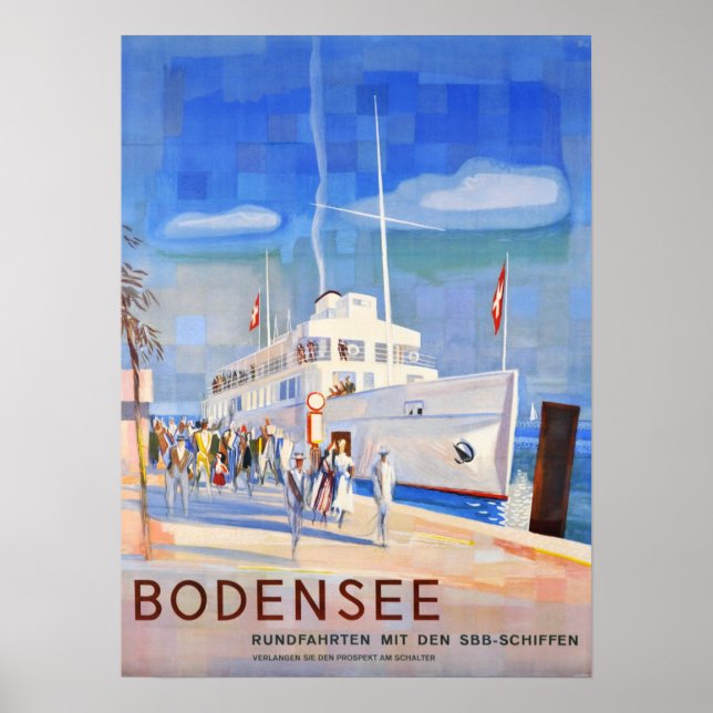 Poster " Schweiz. 1948 - SBB Bodensee Rundfahrten Reise (Devant)