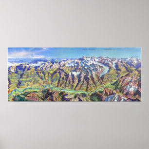 Poster " Schweiz : 1960er/heute - Wallis Panoramakarte