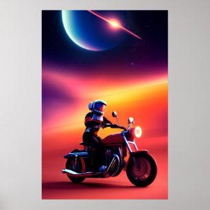 Poster Sci-Fi Art numérique & Décor Mur, Imaginaire Biker