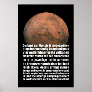 Poster Science Black White Mars Globe Marsman Poem Poem P