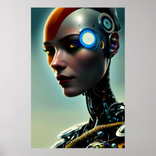Poster Science-fiction futuriste Cyborg Lady Wall Art
