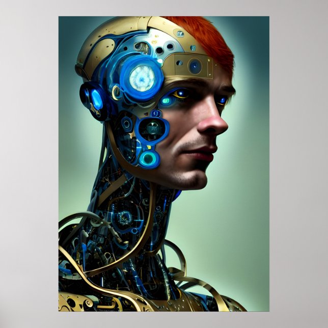 Poster Science-fiction futuriste Cyborg Man Wall Art (Devant)