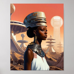 Poster Science-fiction futuriste de la reine afrofuturist