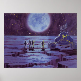 Poster Science-fiction vintage Rover terrestre Aliens sur