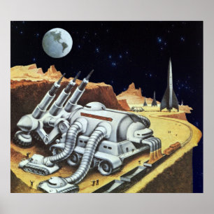 Poster Science-fiction vintage, Station spatiale sur la L