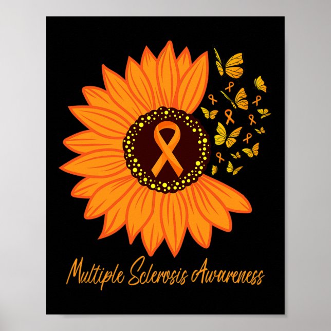 Poster Sclérose Sensibilisation Fleur de ruban Ms Butfly (Devant)