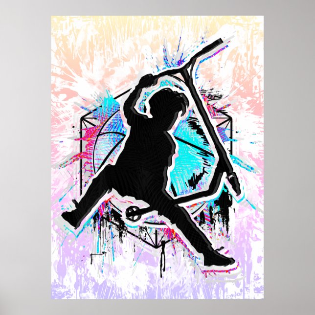 Poster Scooter Retro - Stuntscooter - Kick Stunt Scooter (Devant)