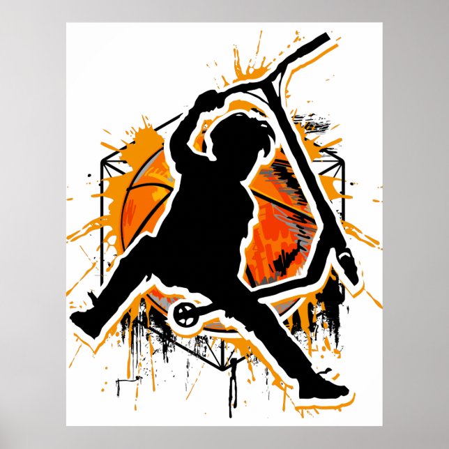 Poster Scooter Retro - Stuntscooter - Kick Stunt Scooter (Devant)