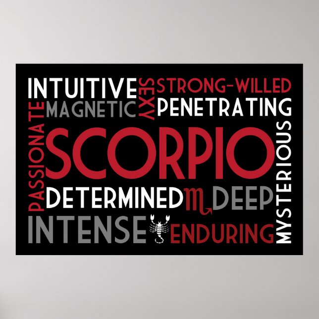 Poster Scorpio Astrologie Word Collage Imprimer (Devant)