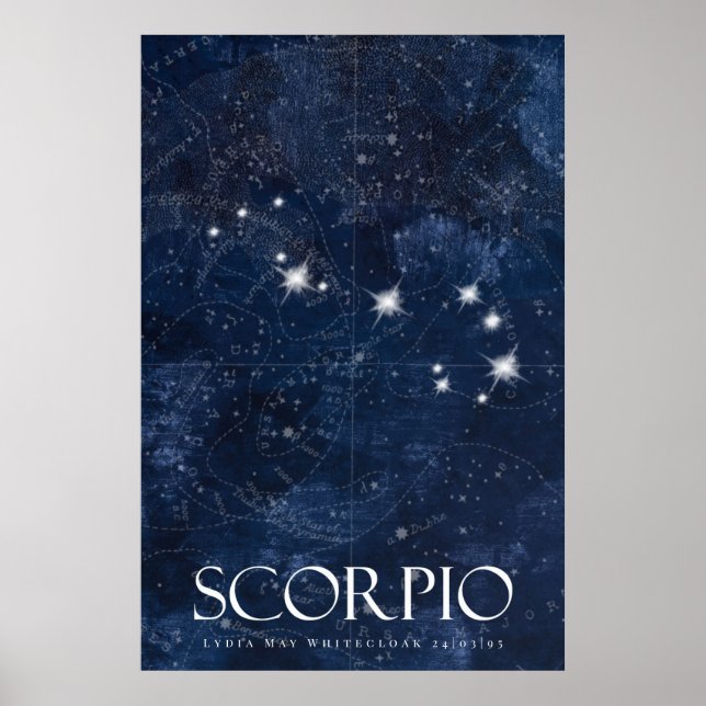 Poster Scorpio avec nom, signe étoile zodiac (Devant)